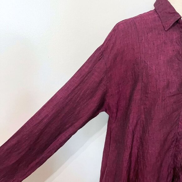 SOUTH STREET LINEN PLUM PURPLE LINEN TUNIC BUTTON DOWN SHIRT - S - Picture 5 of 11